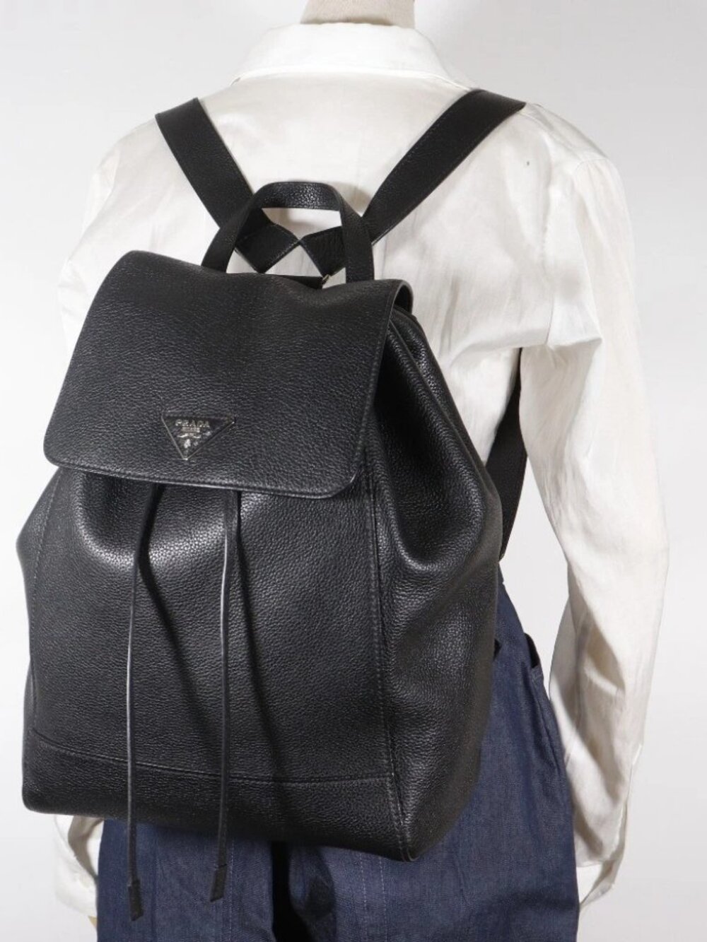 PRADA Backpack Backpack Daypack 1BZ007 black Calfskin unisex